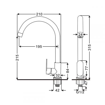 ก๊อกซิงค์เดี่ยวเคาน์เตอร์ RASLAND RA A11021-A8888_5