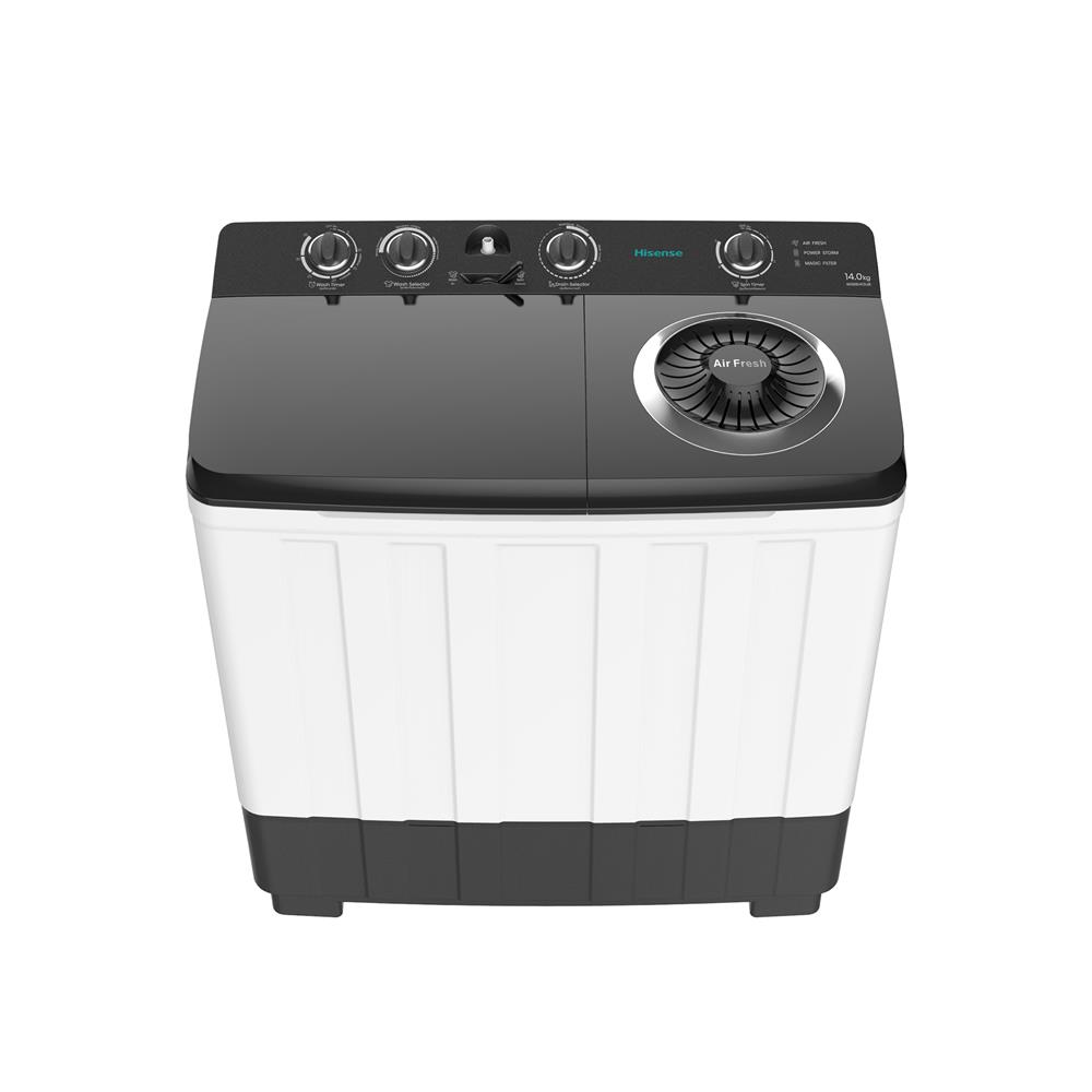 เครื่องซักผ้า 2 ถัง HISENSE WSRB1413UB 14 กก. สีขาว-ดำ