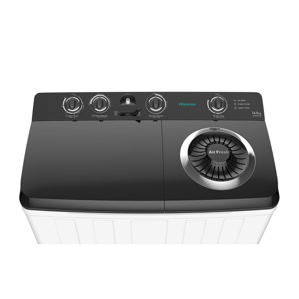 เครื่องซักผ้า 2 ถัง HISENSE WSRB1413UB 14 กก. สีขาว-ดำ
