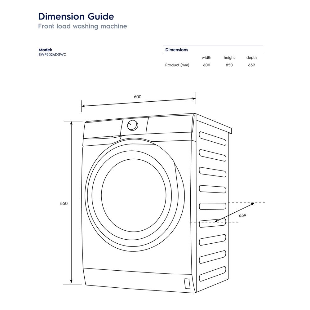 เครื่องซักผ้าฝาหน้าพร้อมขาตั้ง ELECTROLUX EWF9024D3WC 9 กก. 1200RPM อินเวอร์เตอร์ สีขาว