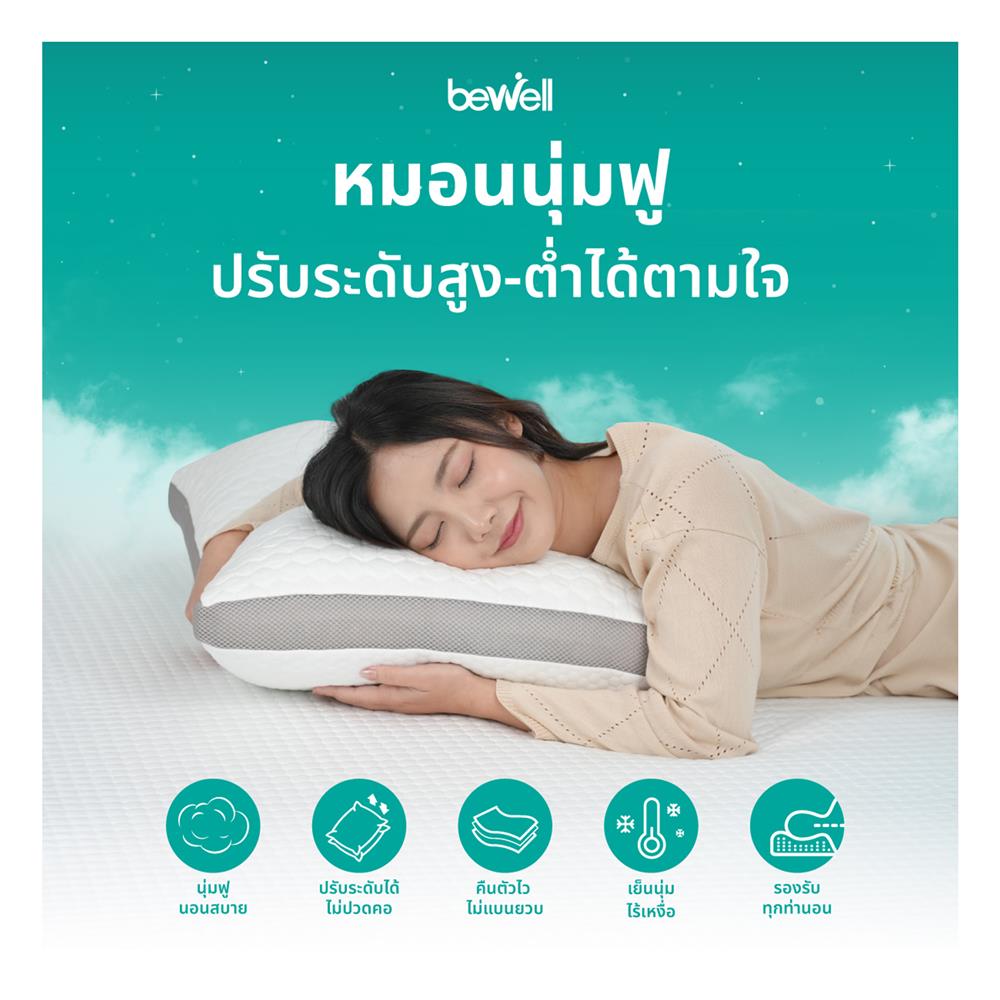 หมอนสุขภาพ เมมโมรี่โฟม BEWELL ERGOFILL 50x70x20 ซม. สีขาว