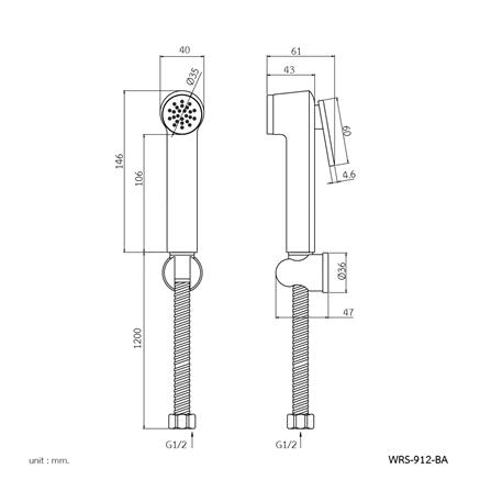 สายฉีดชำระครบชุด WS WRS-912-BA สีดำ_1