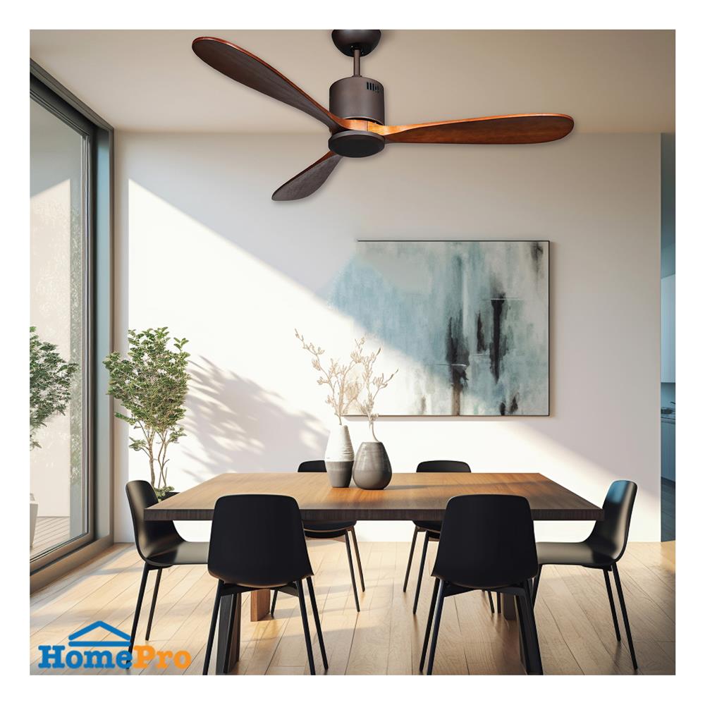 พัดลมไม่มีโคมไฟ CARINI MOONSTAR-25 52 นิ้ว สีดำ/น้ำตาล