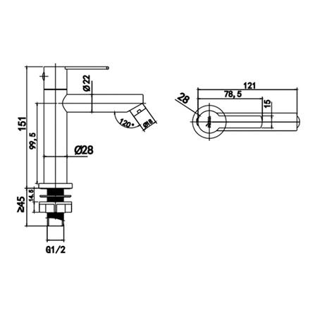 ก๊อกอ่างล้างหน้าเดี่ยวเคาน์เตอร์ PREMA PM1051(BL)(HM)_1