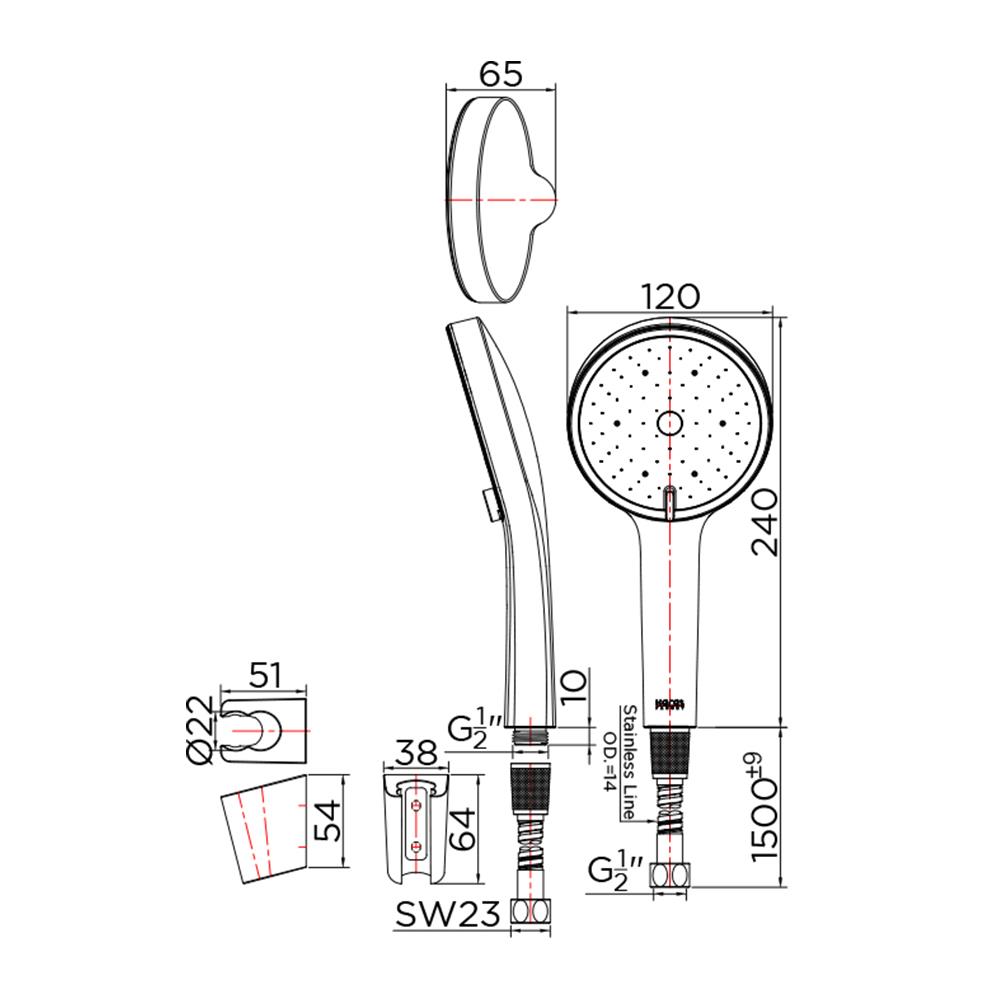 ชุดฝักบัวสายอ่อน 3 ระดับ KARAT FAUCET KS-27-233-50