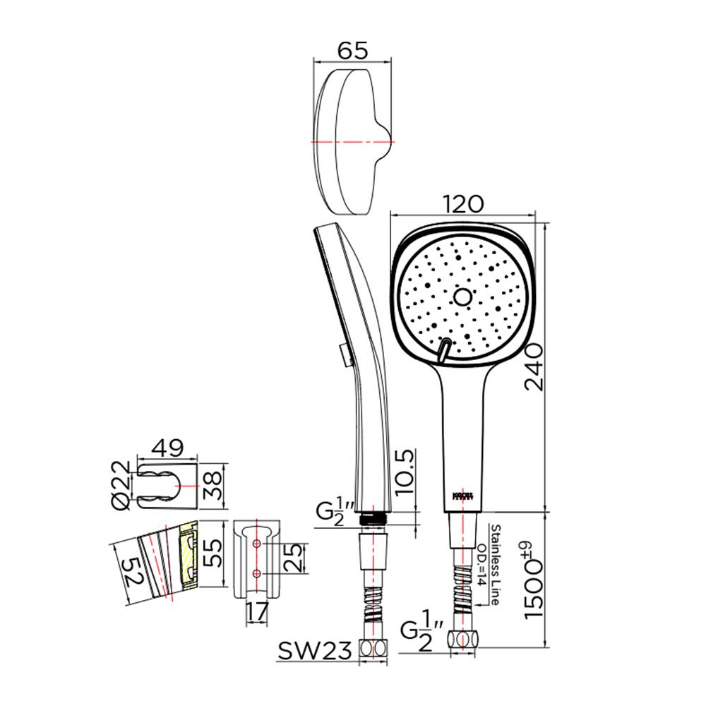 ชุดฝักบัวสายอ่อน 3 ระดับ KARAT FAUCET KS-28-233-50