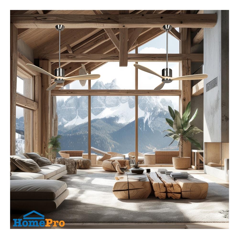 พัดลมไม่มีโคมไฟ CARINI MOONSTAR-27 52 นิ้ว สีเงิน/น้ำตาล