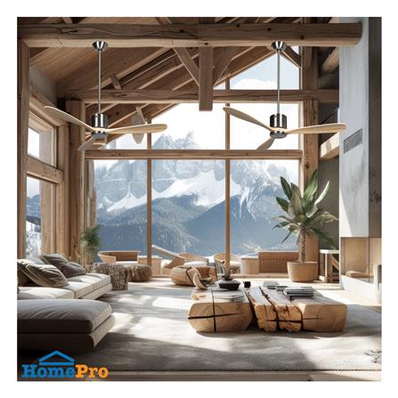 พัดลมไม่มีโคมไฟ CARINI MOONSTAR-27 52 นิ้ว สีเงิน/น้ำตาล_2