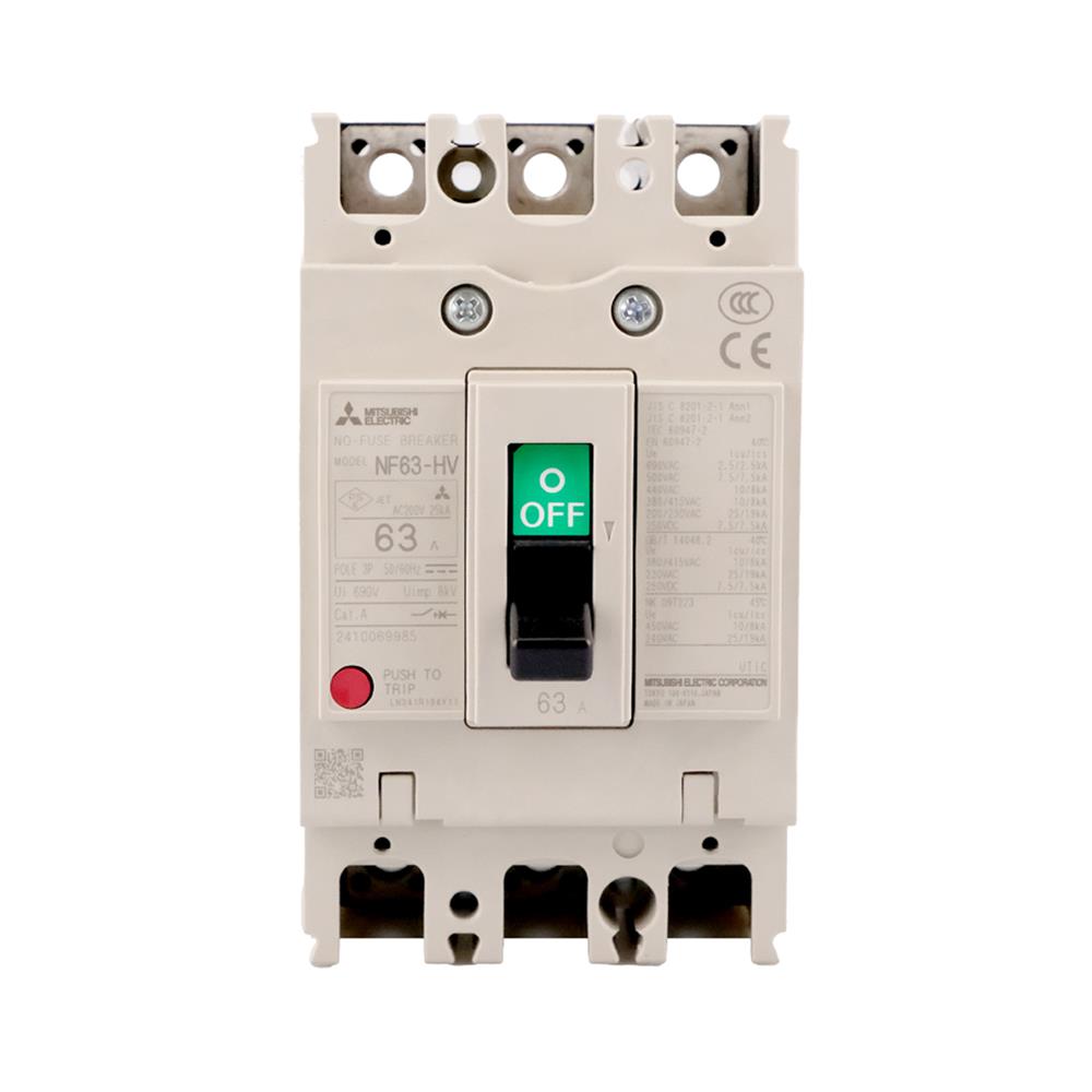 เซอร์กิตเบรกเกอร์ 3 โพล 3 เฟส MITSUBISHI NF63HV 63 แอมป์ 10 KA 380 โวลต์