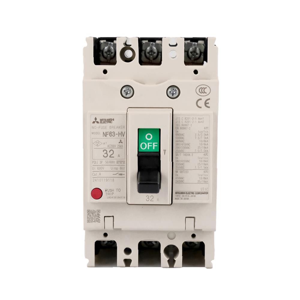 เซอร์กิตเบรกเกอร์ 3 โพล 3 เฟส MITSUBISHI NF63HV 32 แอมป์ 10 KA 380 โวลต์