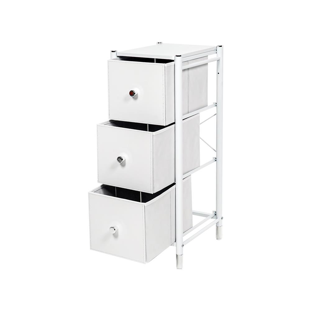 ชั้นลิ้นชักหนัง 3 ชั้น STACKO LUZZO 29X35X77.3 ซม. สีขาว