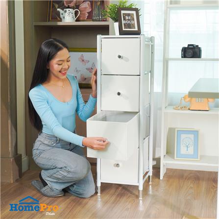 ชั้นลิ้นชักหนัง 4 ชั้น STACKO LUZZO 29X35X98.7 ซม. สีขาว_7