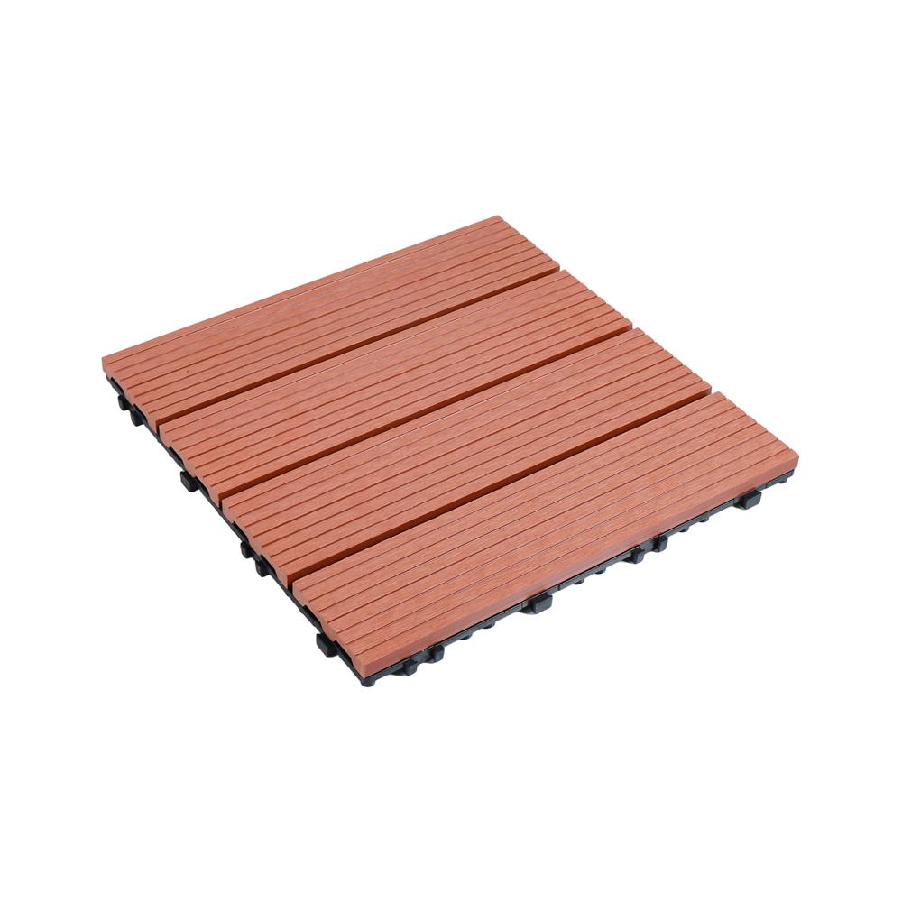 แผ่นทางเท้า WPC ลายตรง SPRING 30X30 ซม. สีน้ำตาลแดง