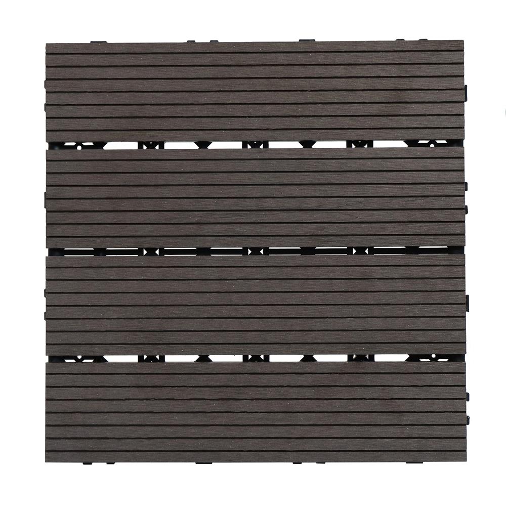 แผ่นทางเท้า WPC ลายตรง SPRING 30X30 ซม. สีดาร์คคอฟฟี่