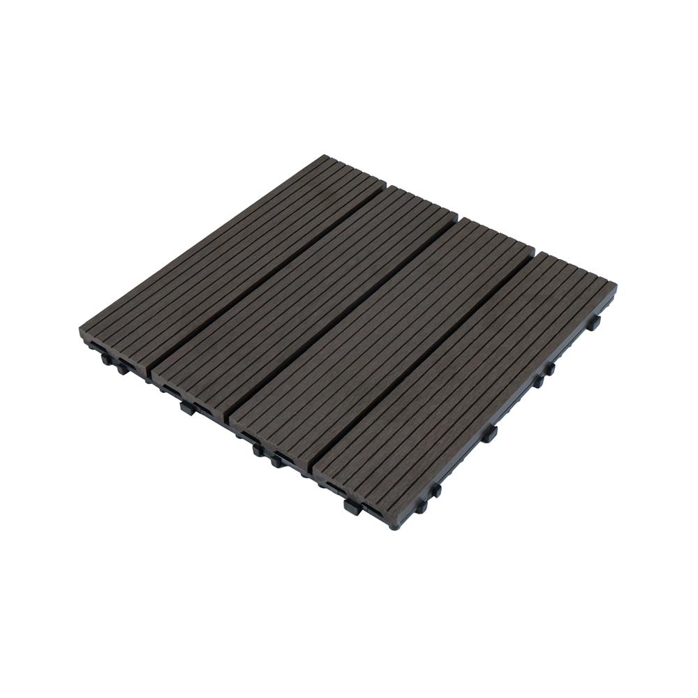 แผ่นทางเท้า WPC ลายตรง SPRING 30X30 ซม. สีดาร์คคอฟฟี่