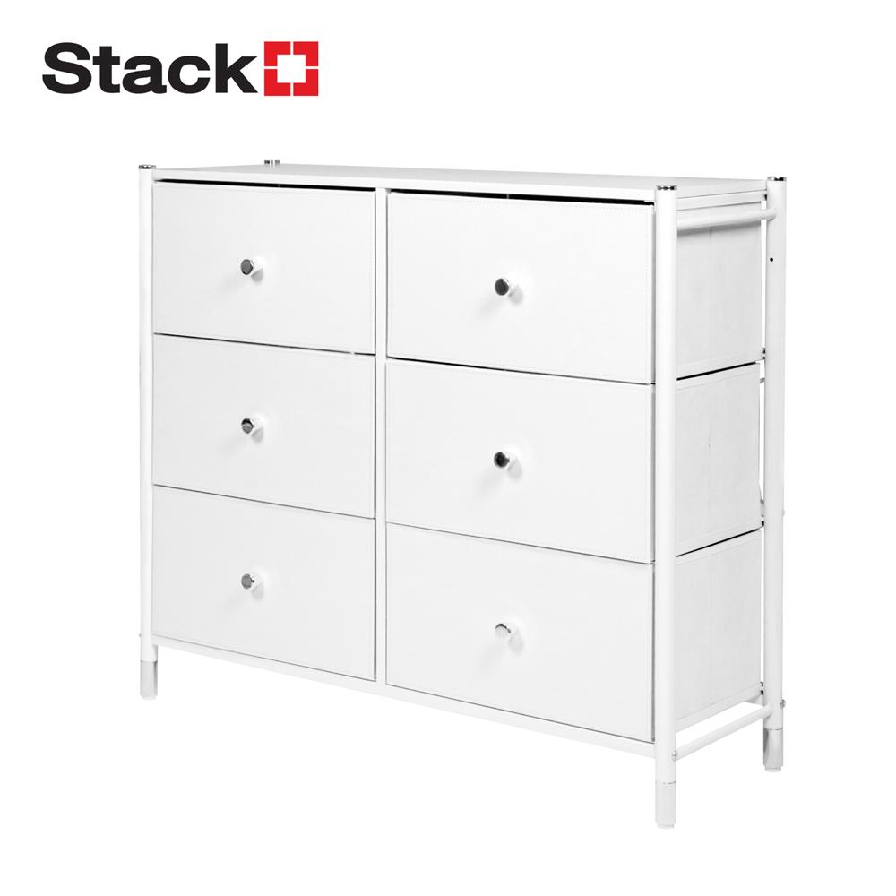 ชั้นลิ้นชักหนัง 6 ช่อง STACKO LUZZO 88.5X30X76.5 ซม. สีขาว_0