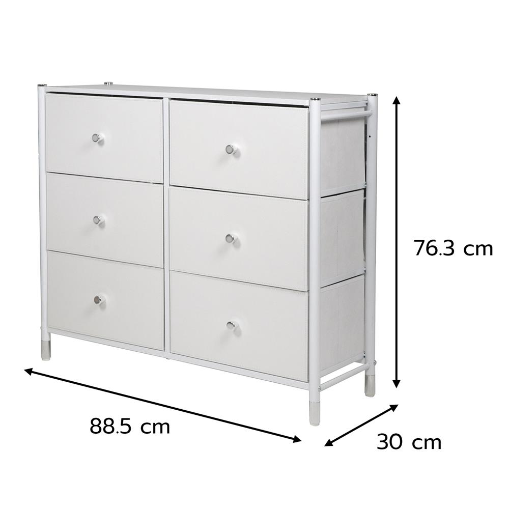 ชั้นลิ้นชักหนัง 6 ช่อง STACKO LUZZO 88.5X30X76.5 ซม. สีขาว