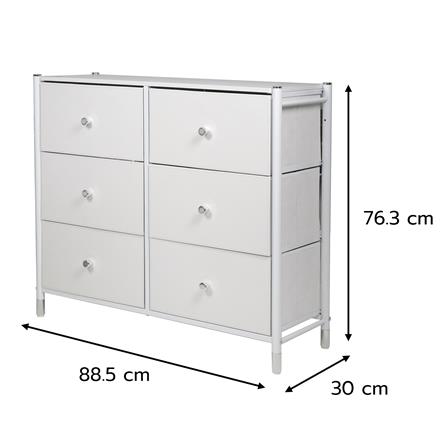 ชั้นลิ้นชักหนัง 6 ช่อง STACKO LUZZO 88.5X30X76.5 ซม. สีขาว_10