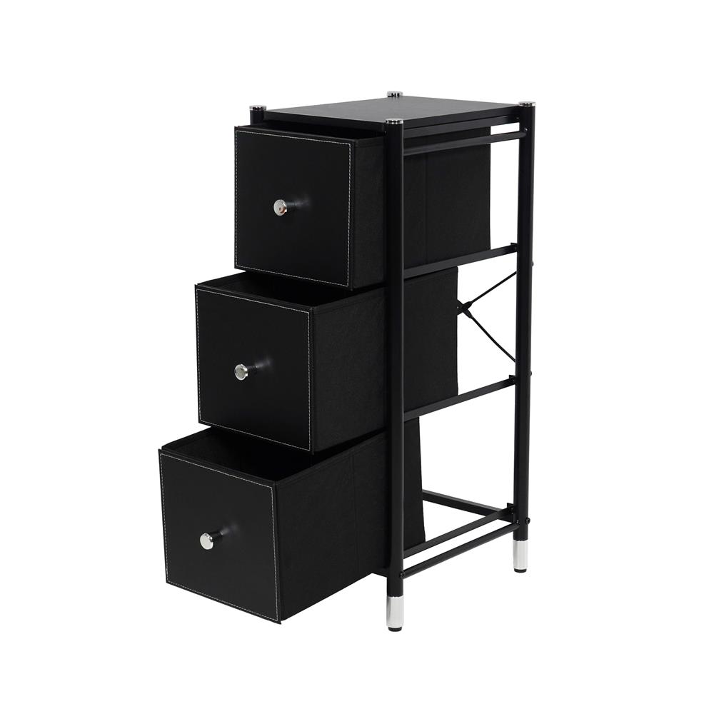 ชั้นลิ้นชักหนัง 3 ชั้น STACKO LUZZO 29X35X77.3 ซม. สีดำ