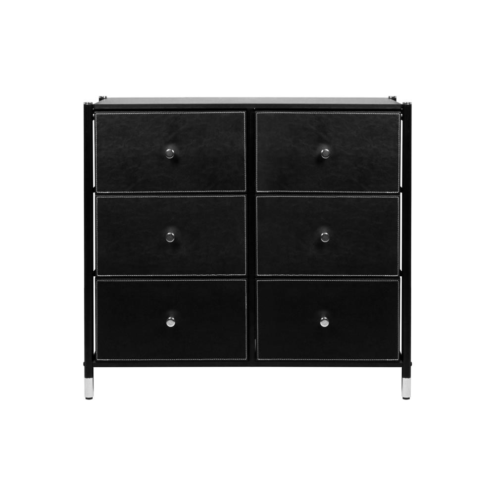 ชั้นลิ้นชักหนัง 6 ช่อง STACKO LUZZO 88.5X30X76.3 ซม. สีดำ
