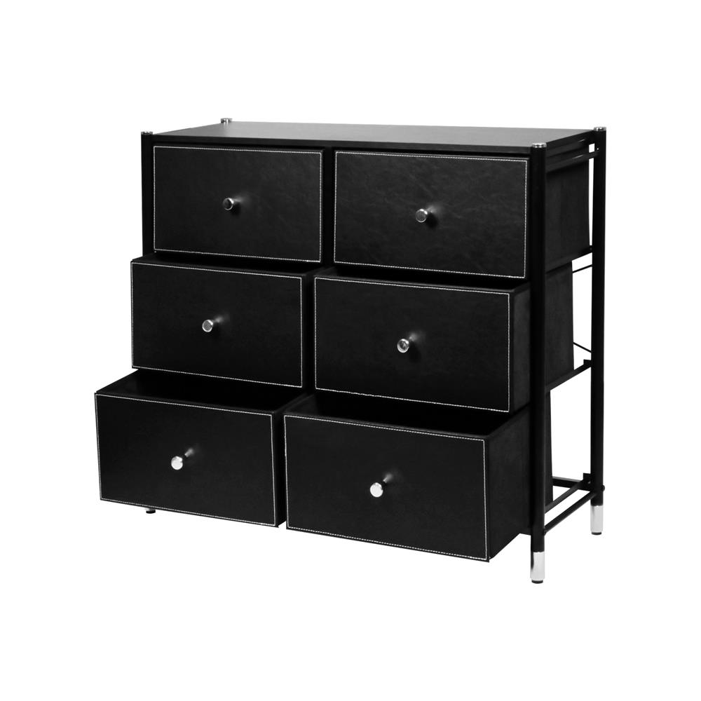 ชั้นลิ้นชักหนัง 6 ช่อง STACKO LUZZO 88.5X30X76.3 ซม. สีดำ