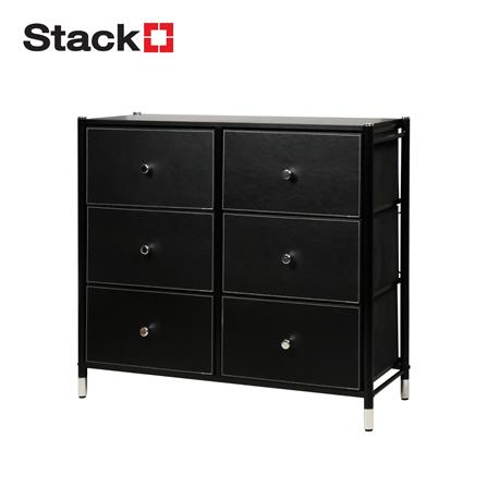 ชั้นลิ้นชักหนัง 6 ช่อง STACKO LUZZO 88.5X30X76.3 ซม. สีดำ_1