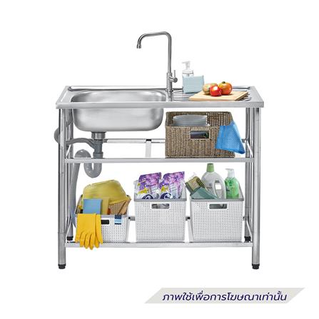 ซิงค์ขาตั้ง 1 หลุม 1 ที่พัก MESTER PSR100 สีเงิน_3