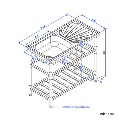 ซิงค์ขาตั้ง 1 หลุม 1 ที่พัก MESTER PSR100 สีเงิน_9
