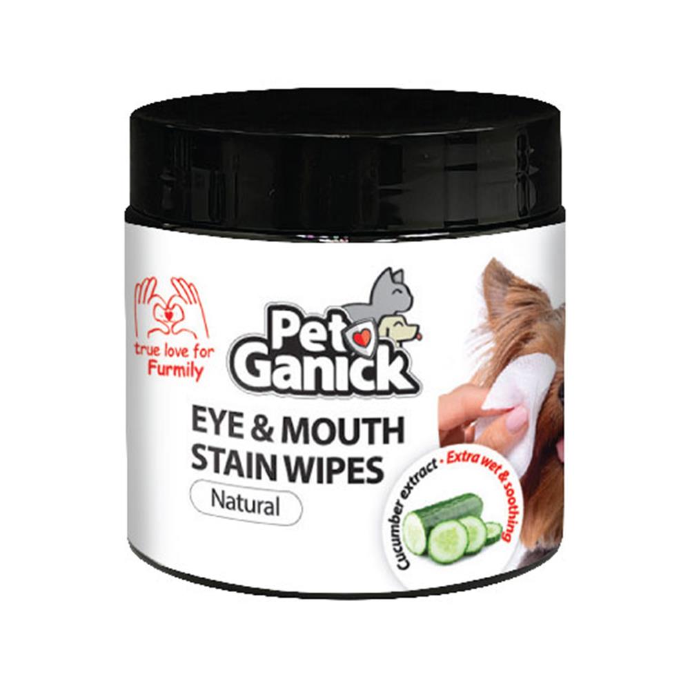 แผ่นเปียกทำความสะอาดตาและปากแมวและสุนัข PET GANICK (แพ็ก 100 แผ่น)