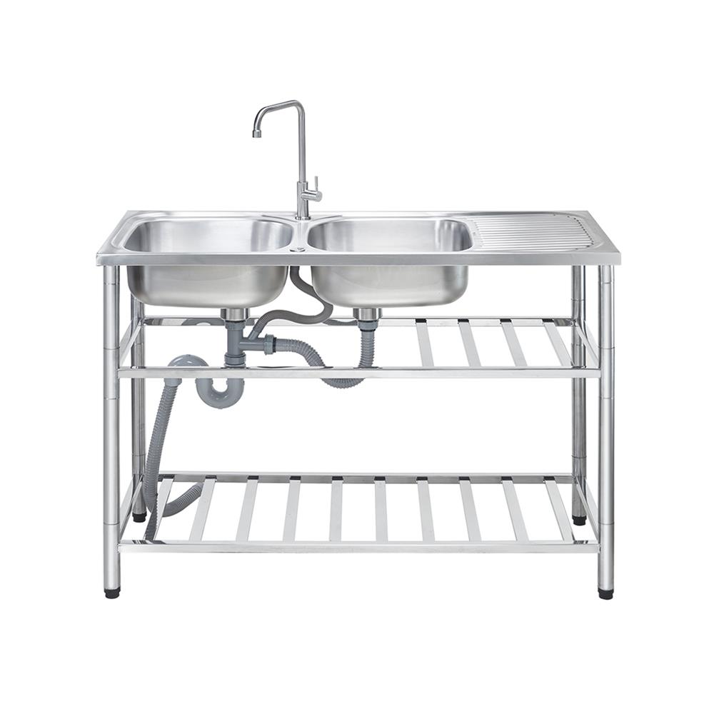 ซิงค์ขาตั้ง 2 หลุม 1 ที่พัก MESTER PSR120 สีเงิน