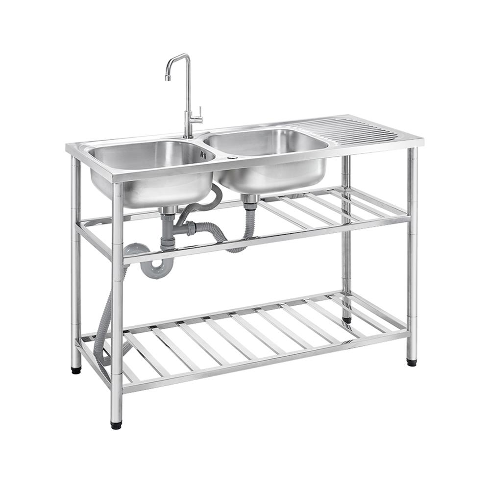 ซิงค์ขาตั้ง 2 หลุม 1 ที่พัก MESTER PSR120 สีเงิน