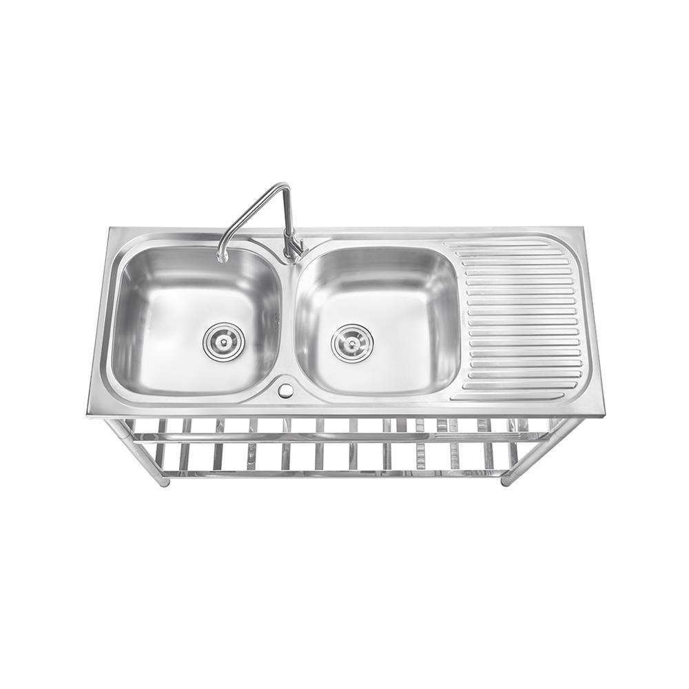 ซิงค์ขาตั้ง 2 หลุม 1 ที่พัก MESTER PSR120 สีเงิน