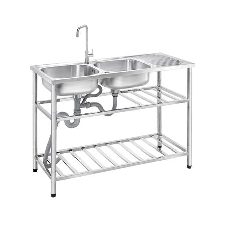 ซิงค์ขาตั้ง 2 หลุม 1 ที่พัก MESTER PSR120 สีเงิน_1