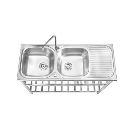 ซิงค์ขาตั้ง 2 หลุม 1 ที่พัก MESTER PSR120 สีเงิน_2