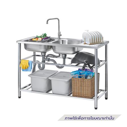 ซิงค์ขาตั้ง 2 หลุม 1 ที่พัก MESTER PSR120 สีเงิน_3