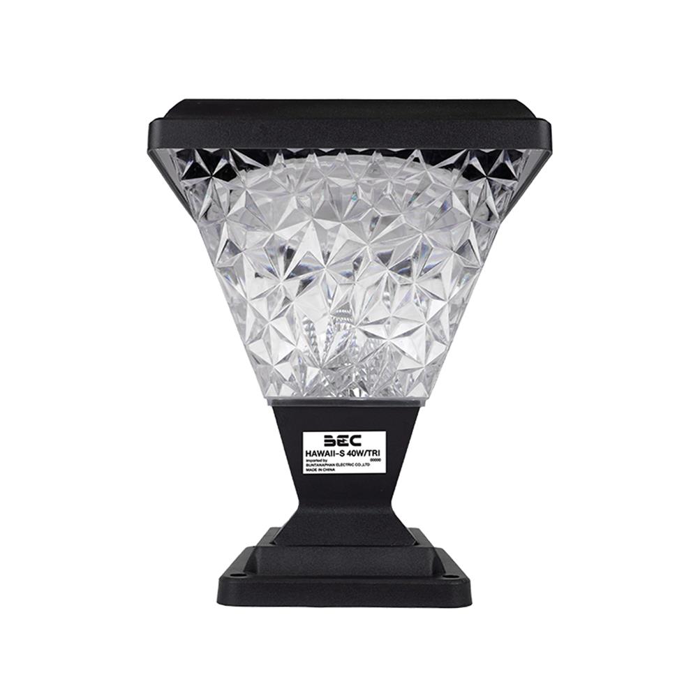 ไฟหัวเสา SOLAR BEC HAWAII-S 40 วัตต์ DAYLIGHT/COOL WHITE/WARM WHITE สีดำ