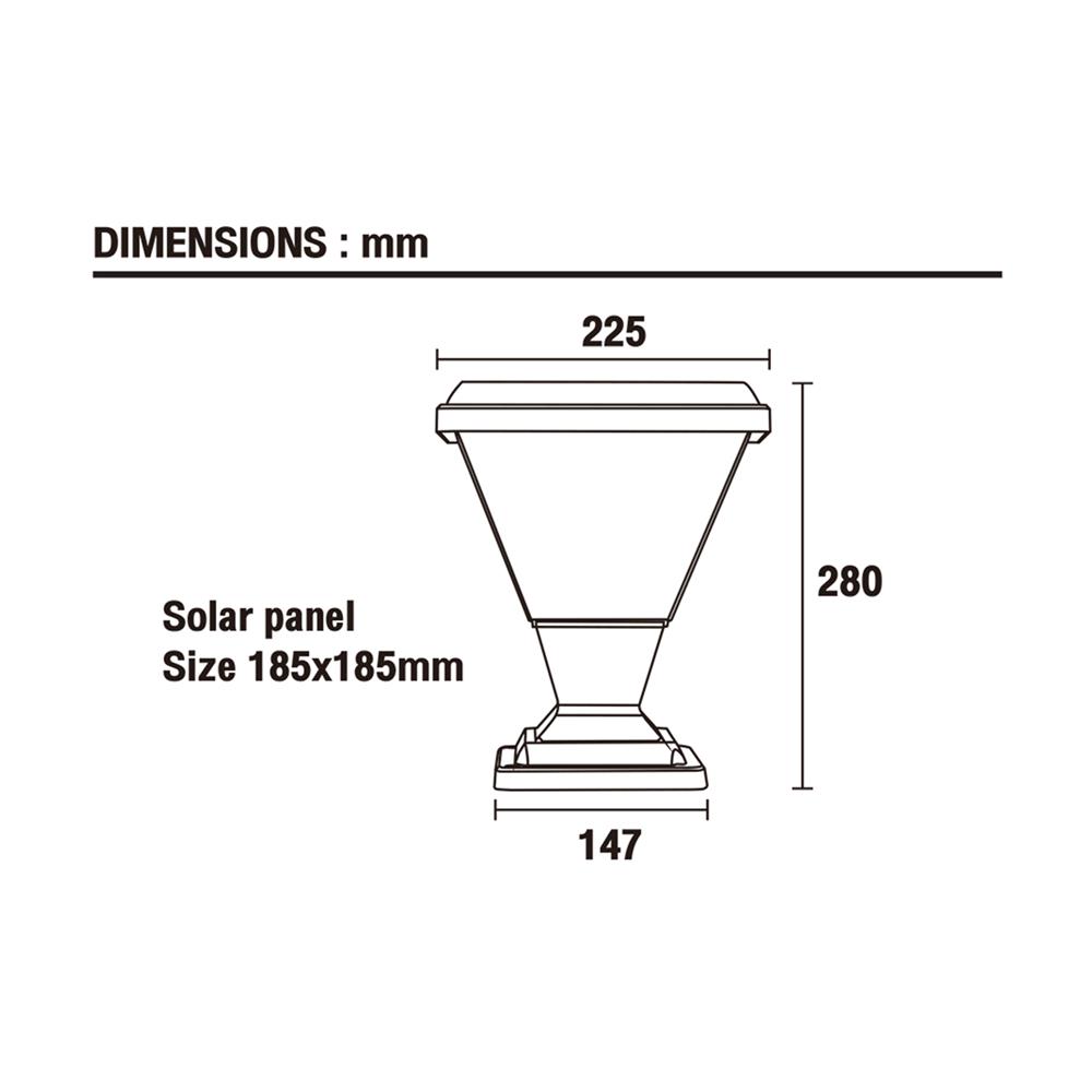 ไฟหัวเสา SOLAR BEC HAWAII-S 40 วัตต์ DAYLIGHT/COOL WHITE/WARM WHITE สีดำ
