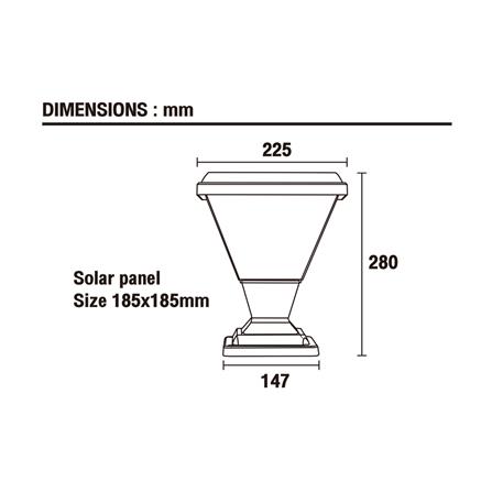 ไฟหัวเสา SOLAR BEC HAWAII-S 40 วัตต์ DAYLIGHT/COOL WHITE/WARM WHITE สีดำ_5