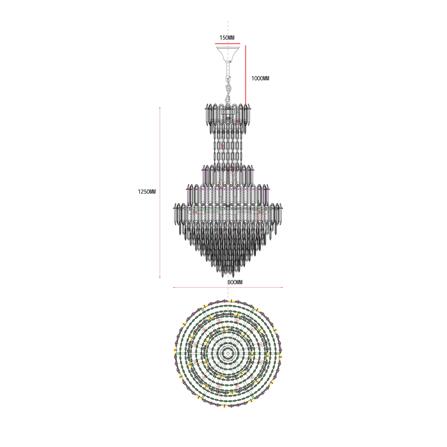 ไฟช่อ CARINI KM8638-D800 สีเงิน/ใส/น้ำตาล 25 หัว_4