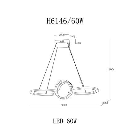 ไฟช่อ LED CARINI H6146 60 วัตต์ DAYLIGHT/COOL WHITE/WARM WHITE สีขาว/เงิน 1 หัว_4