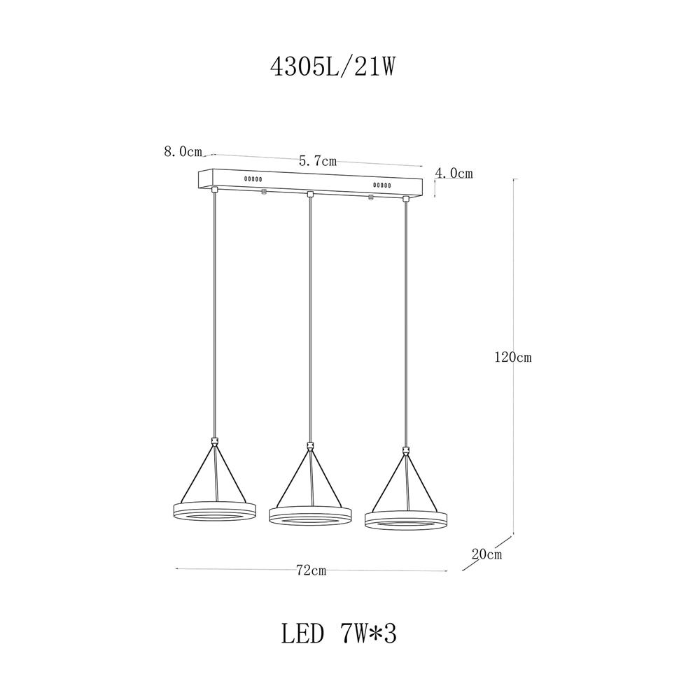 ไฟช่อ LED CARINI 4305L 21 วัตต์ DAYLIGHT/COOL WHITE/WARM WHITE สีทอง/ขาว 3 หัว