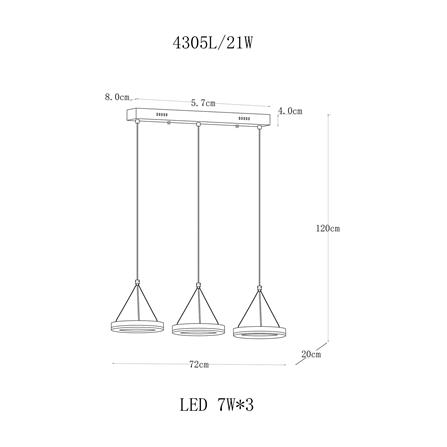 ไฟช่อ LED CARINI 4305L 21 วัตต์ DAYLIGHT/COOL WHITE/WARM WHITE สีทอง/ขาว 3 หัว_4