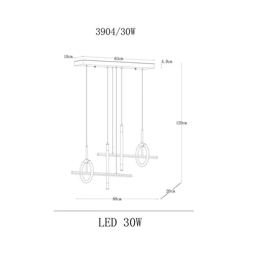 ไฟช่อ LED CARINI 3904 30 วัตต์ DAYLIGHT/COOL WHITE/WARM WHITE สีทอง/ขาว 4 หัว