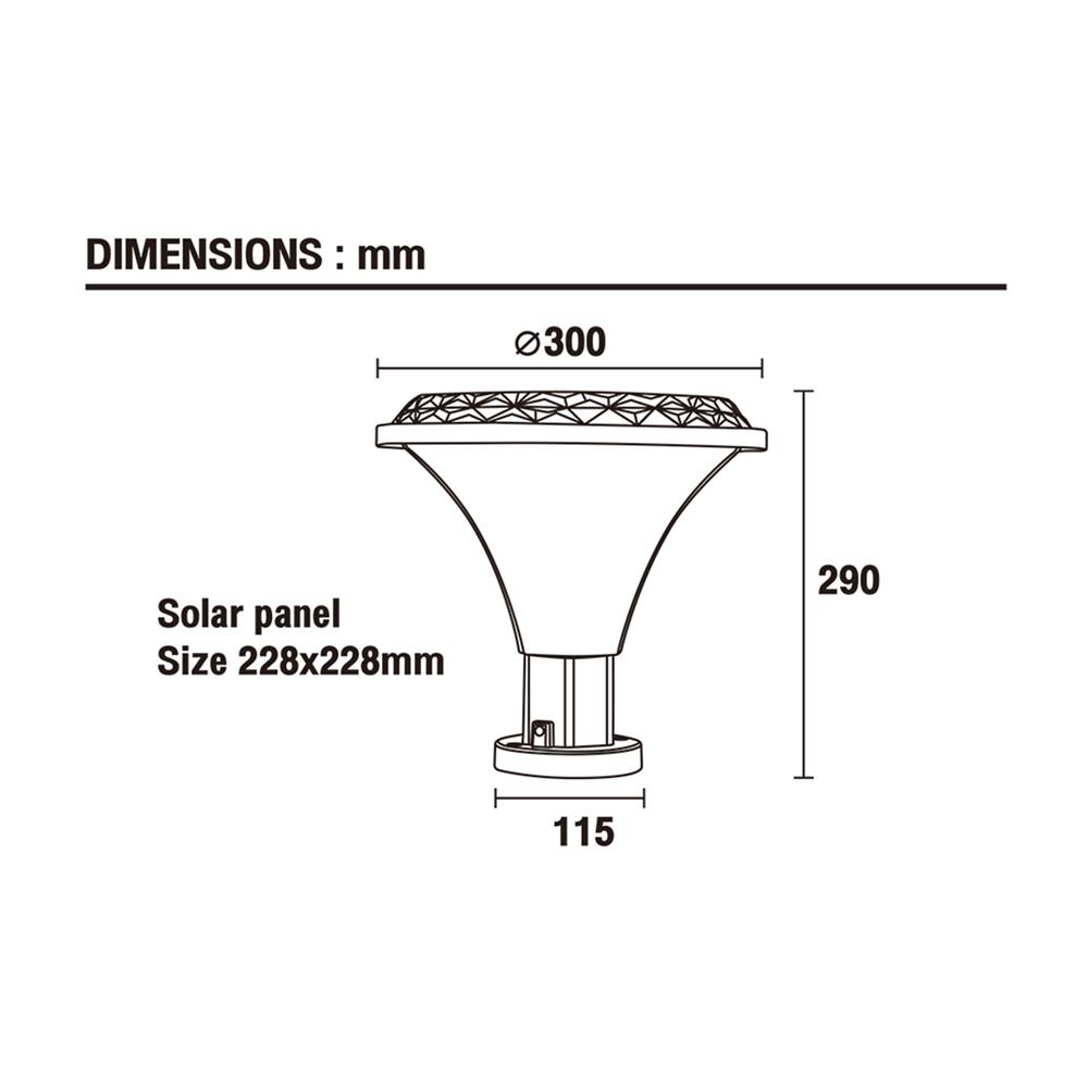 ไฟหัวเสา SOLAR BEC HAWAII-O 40 วัตต์ DAYLIGHT/COOL WHITE/WARM WHITE สีดำ