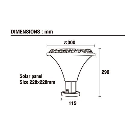 ไฟหัวเสา SOLAR BEC HAWAII-O 40 วัตต์ DAYLIGHT/COOL WHITE/WARM WHITE สีดำ_5
