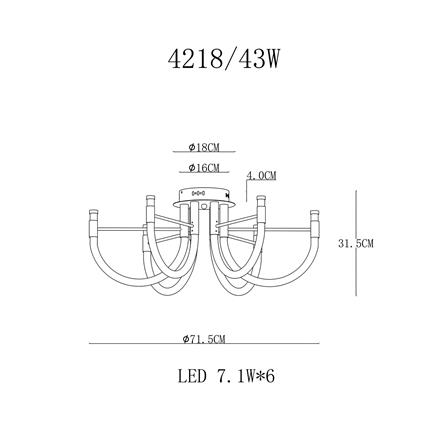 ไฟถาด LED CARINI 4218/43W 43 วัตต์ DAYLIGHT/COOL WHITE/WARM WHITE สีขาว/เงิน 6 หัว_3
