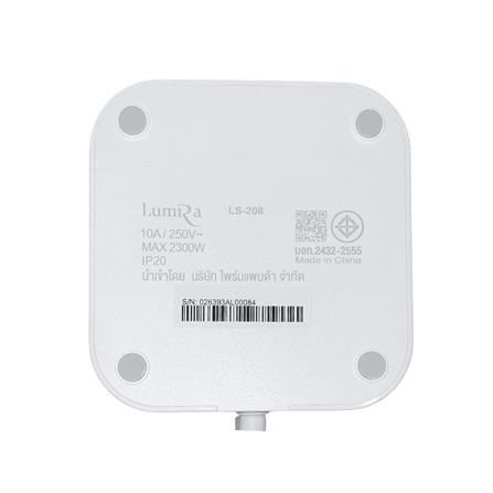 รางปลั๊กไฟทาวเวอร์ 8 ช่อง 4 สวิตซ์ 3USB/3USB-C LUMIRA LS-208 3 ม. สีขาว_6