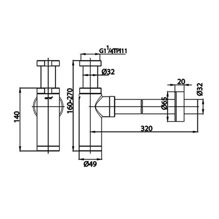 ท่อน้ำทิ้งอ่างล้างหน้ากระปุก COTTON CT685N(HM) 32 ซม._1