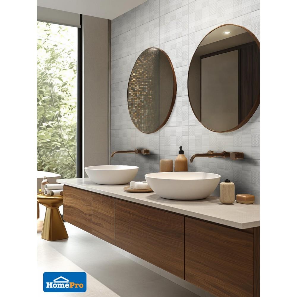 กระเบื้องผนัง 25x40 ซม. TARA คอร์เดียร์ ไลท์เกรย์ A 1 ตร.ม.