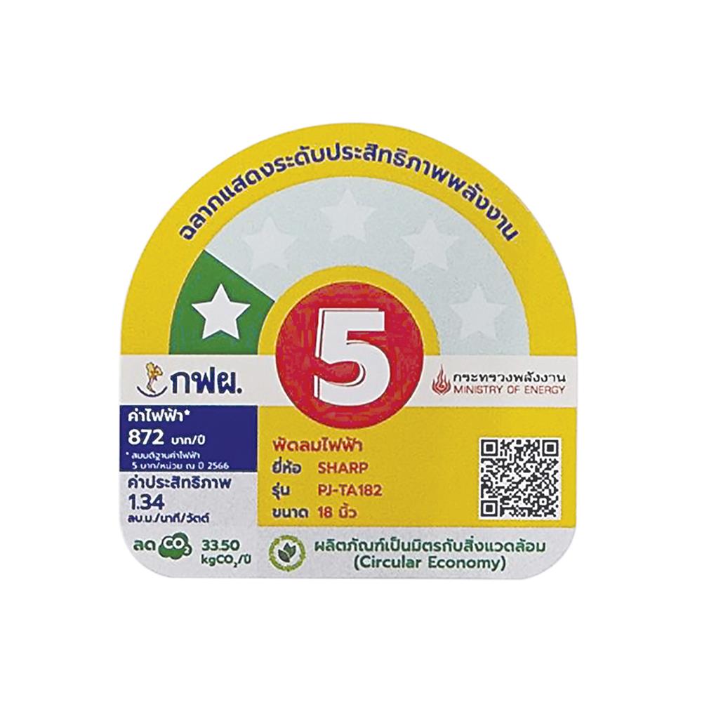 พัดลมตั้งโต๊ะ 18 นิ้ว SHARP PJ-TA182SN สีขาว